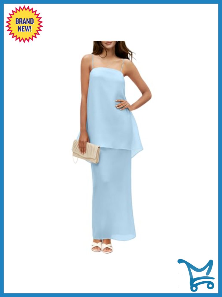 Flowy Maxi Chiffon Midi Dress & Skirt Set Summer Wedding Guest Outfit